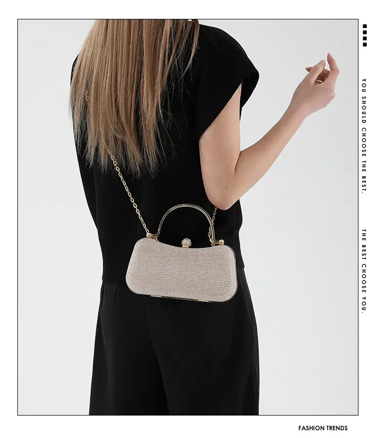 Textured Gold Women's Shoulder Bag with Chain Crossbody — feature 13