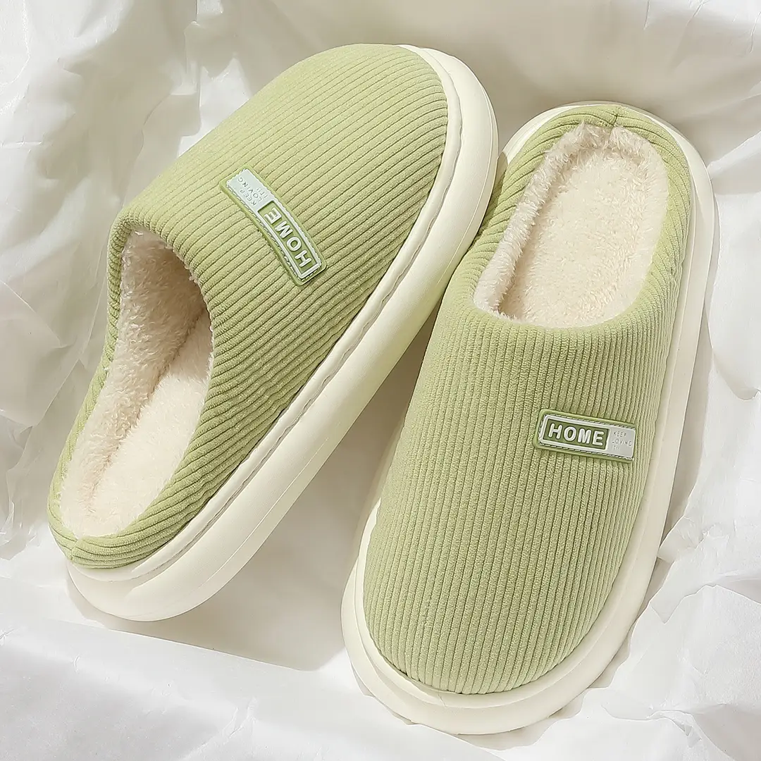 Couple Home Cotton Slippers for Women Autumn and Winter Home Indoor Plush Warm Thick-Soled Toe Non-Slip Cotton Slippers for Men Wholesale - Image 8