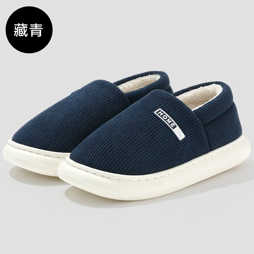 Couple Home Cotton Slippers for Women Autumn and Winter Home Indoor Plush Warm Thick-Soled Toe Non-Slip Cotton Slippers for Men Wholesale - Image 4