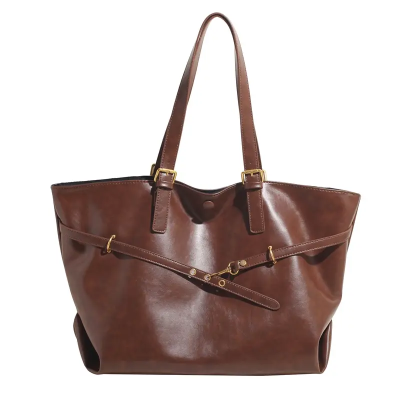 Retro Women's Large Shoulder Bag Brown Leather 2025 - Image 3