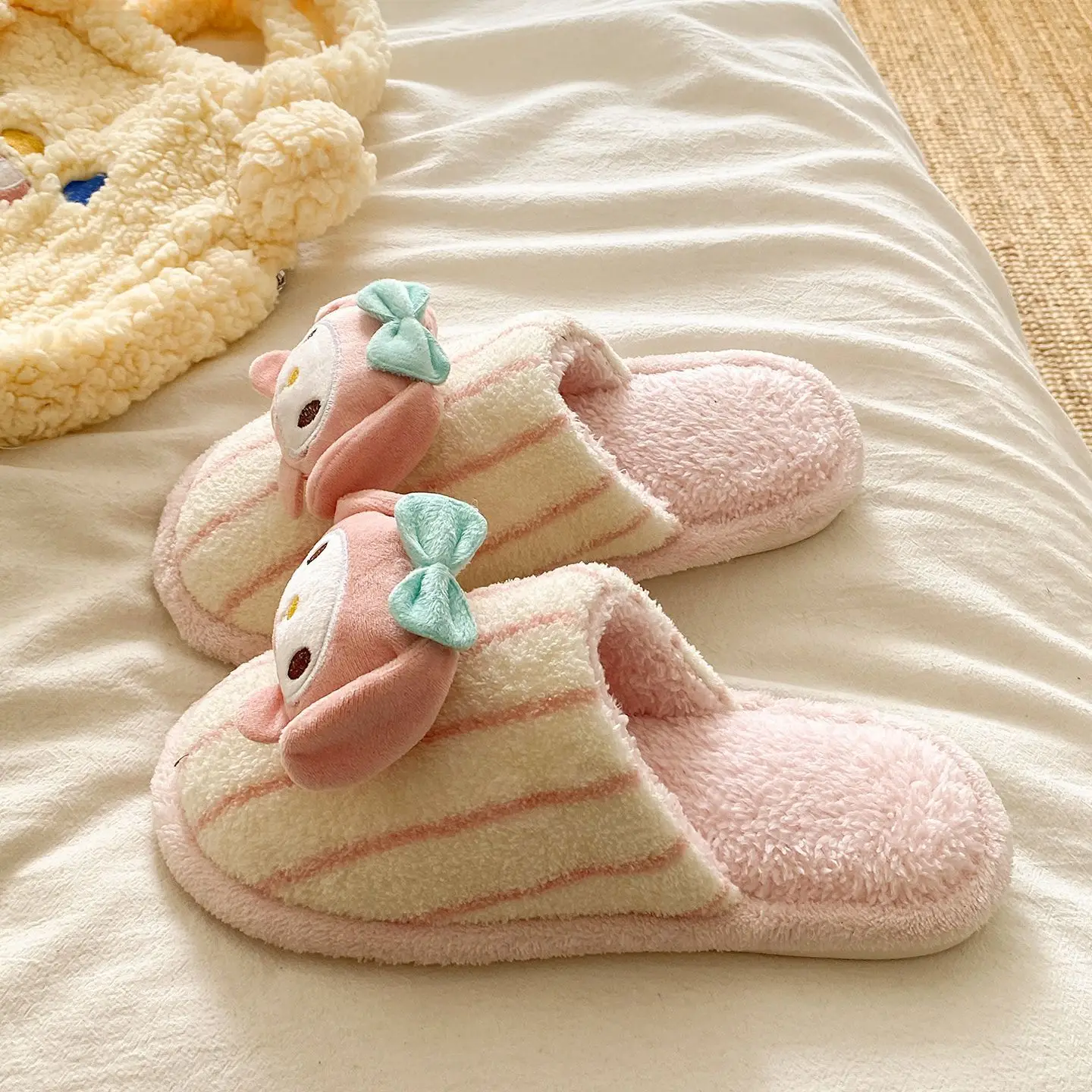 Women Cotton Cartoon Slippers Pink Bow - Image 5