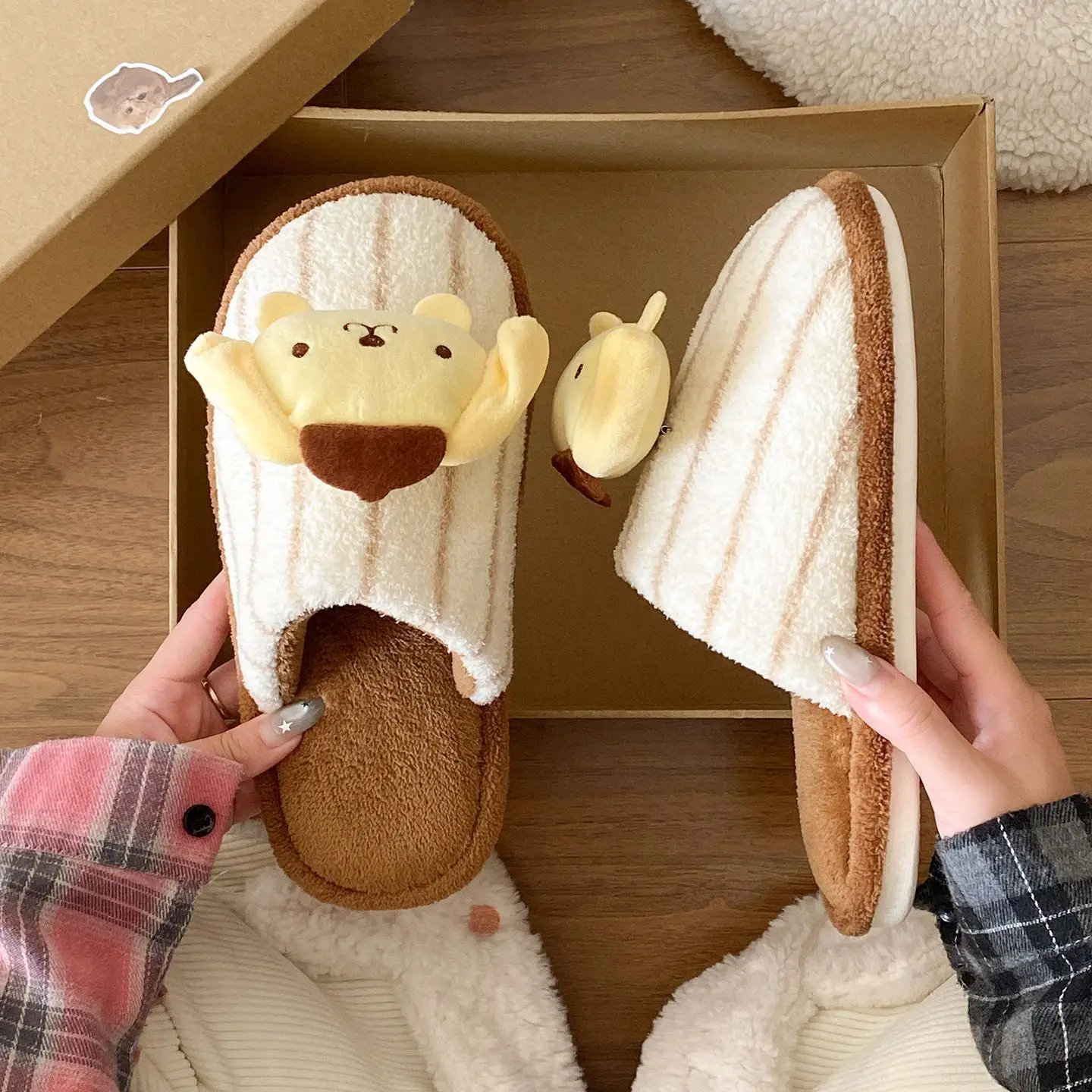 Women Cotton Cartoon Slippers Pink Bow - Image 3