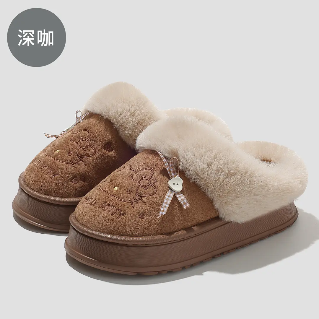 Thick-Soled Super Cute Cotton Slippers for Women Winter New Home Indoor Cartoon Kitten Warm Plush Cotton Slippers Wholesale - Image 3