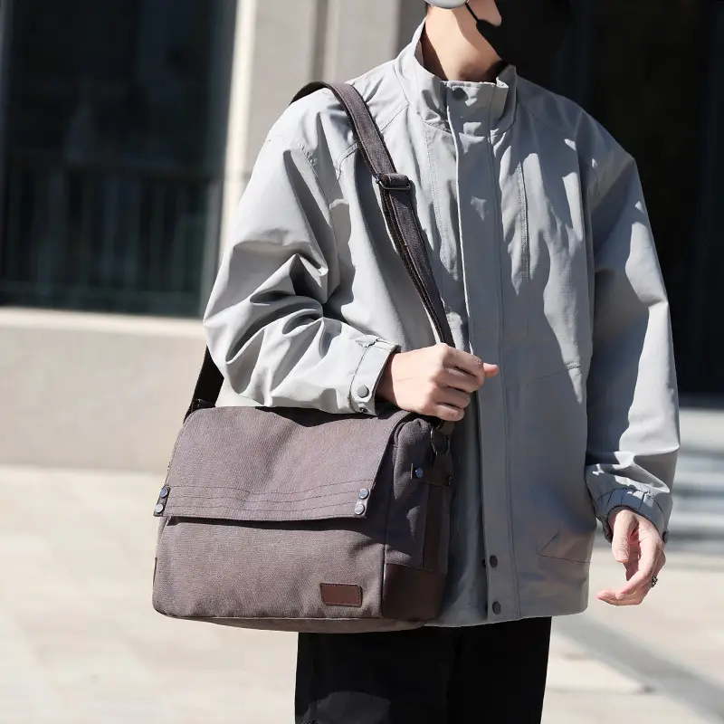Men's Black Canvas Shoulder Bag Retro Messenger Luggage