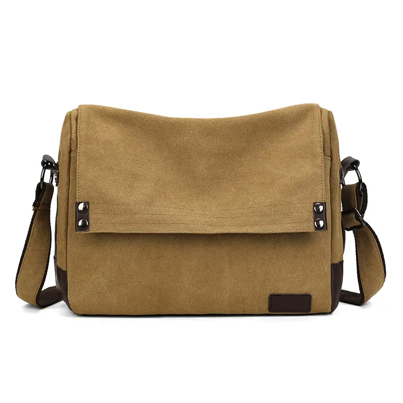 Men's Black Canvas Shoulder Bag Retro Messenger Luggage
