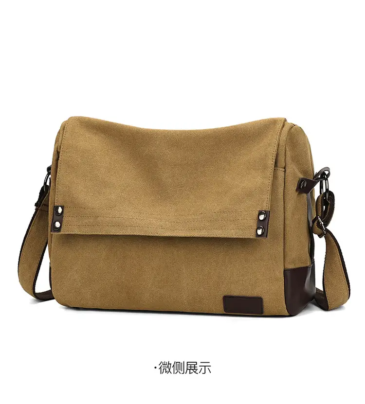 Men's Black Canvas Shoulder Bag Retro Messenger Luggage — feature 19