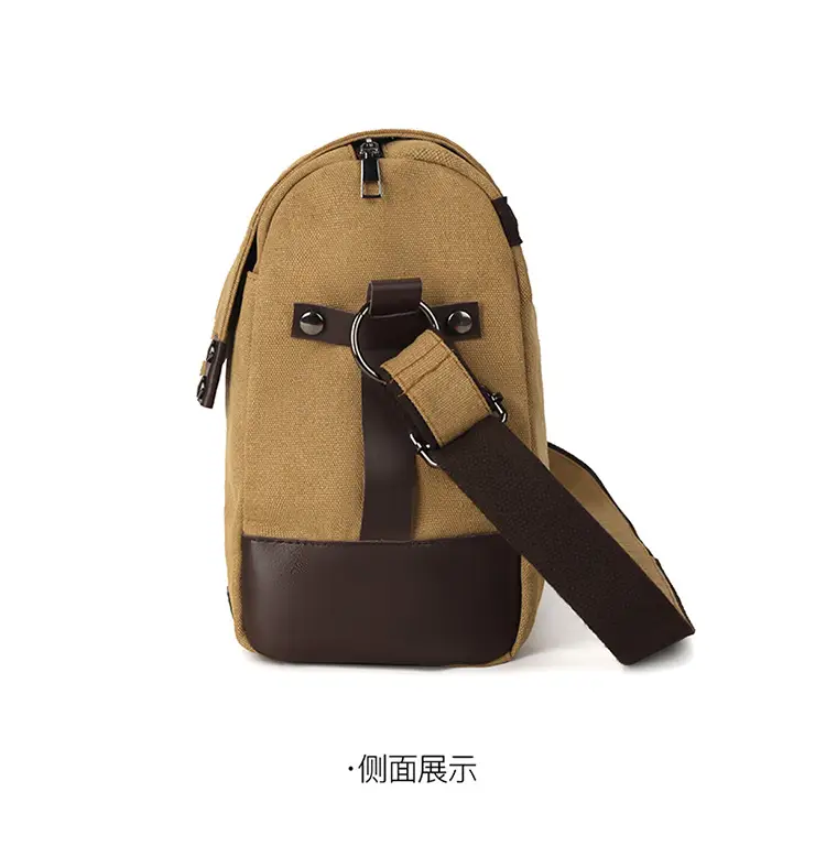 Men's Black Canvas Shoulder Bag Retro Messenger Luggage — feature 20