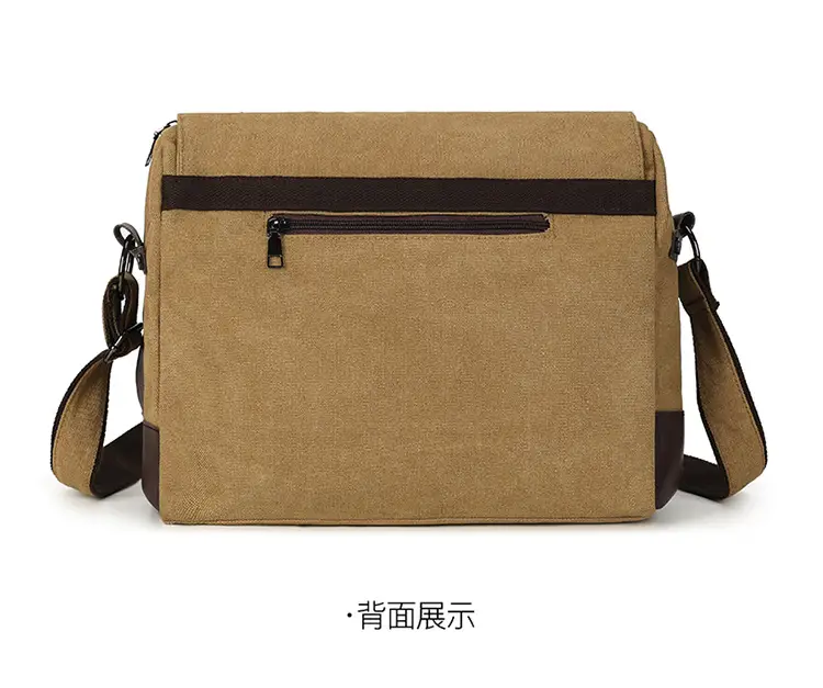 Men's Black Canvas Shoulder Bag Retro Messenger Luggage — feature 21