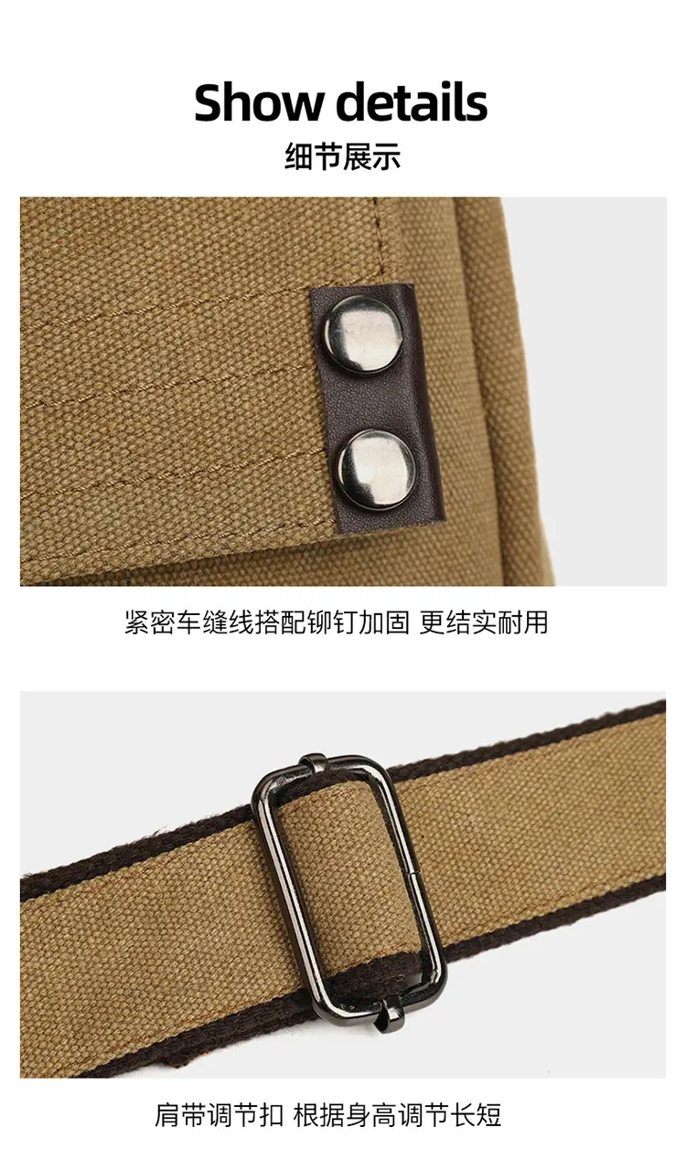 Men's Black Canvas Shoulder Bag Retro Messenger Luggage — feature 23