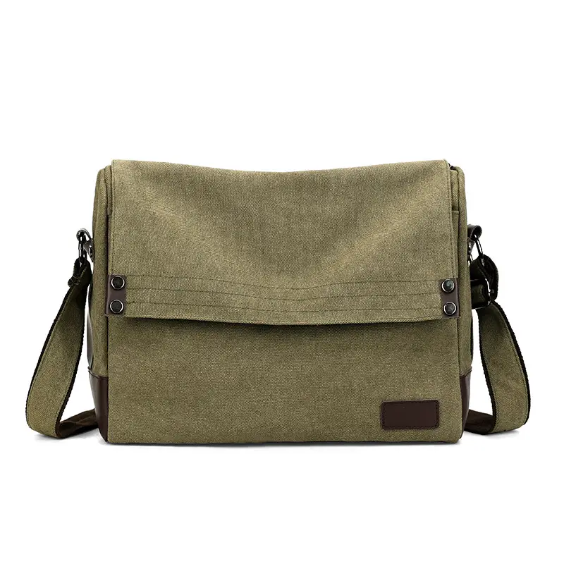 Men's Black Canvas Shoulder Bag Retro Messenger Luggage