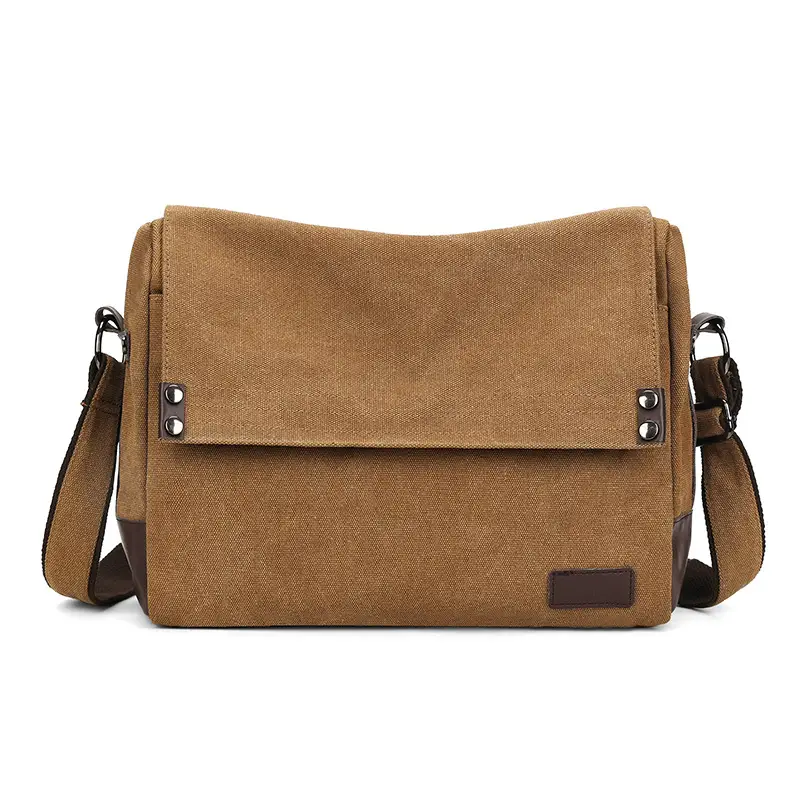 Men's Black Canvas Shoulder Bag Retro Messenger Luggage