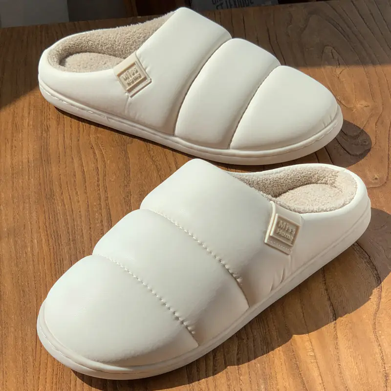 Mingsheng Windproof Outer Wear Warm Slippers for Women Autumn and Winter 2025 New Indoor Thick-Soled Baotou Couple Style Men - Image 4