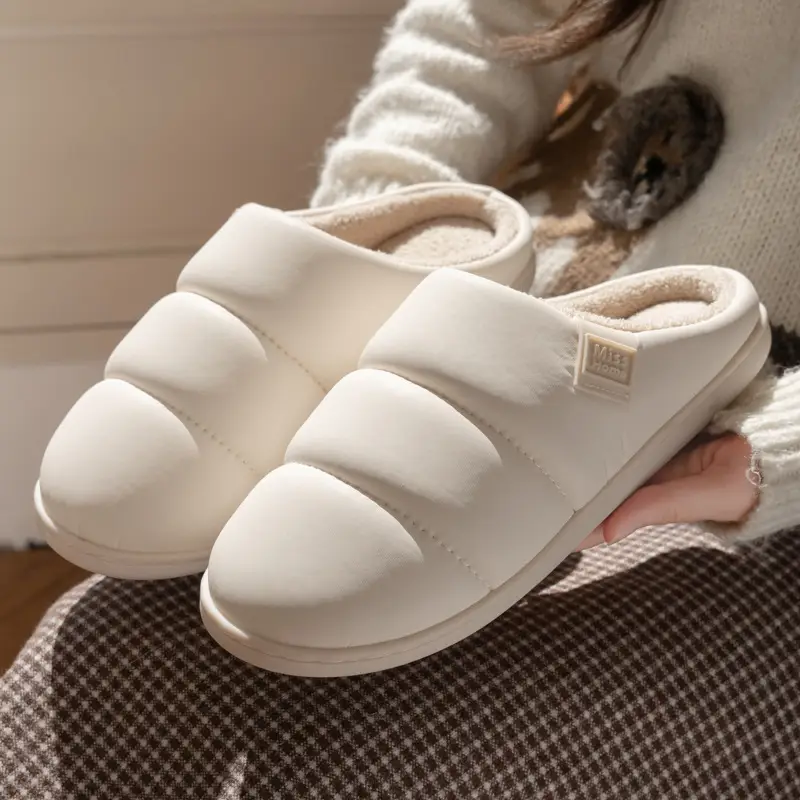 Mingsheng Windproof Outer Wear Warm Slippers for Women Autumn and Winter 2025 New Indoor Thick-Soled Baotou Couple Style Men - Image 6