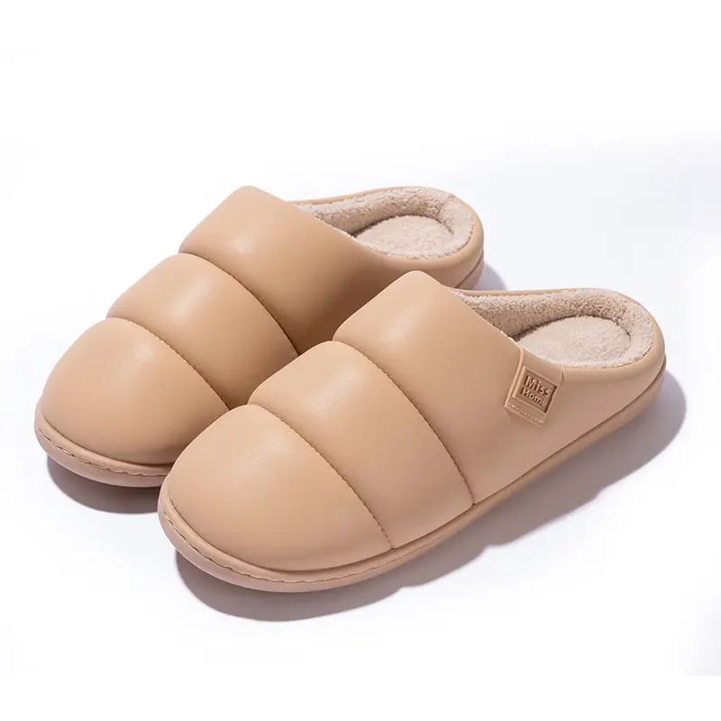 Mingsheng Windproof Outer Wear Warm Slippers for Women Autumn and Winter 2025 New Indoor Thick-Soled Baotou Couple Style Men - Image 2