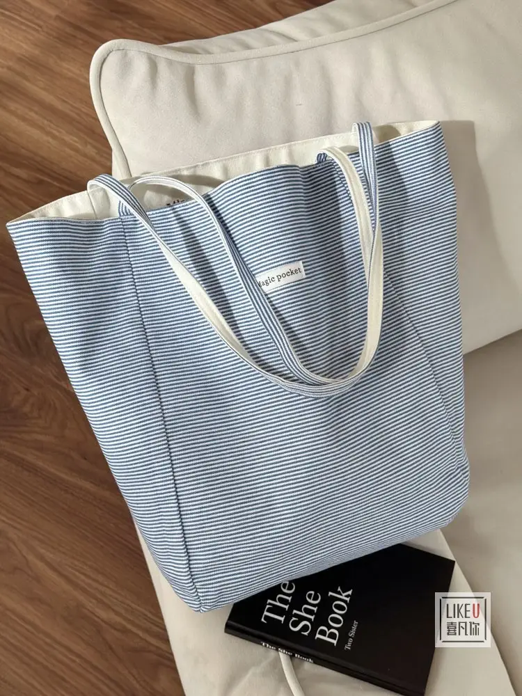 Crème Glace Embroidered Canvas Tote Bag Large Capacity — feature 24