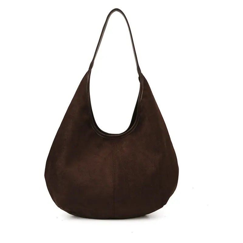 Women's Large Capacity Suede Tote Bag with Logo Print