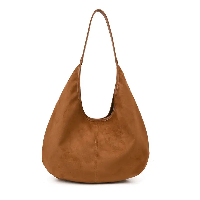 Women's Large Capacity Suede Tote Bag with Logo Print