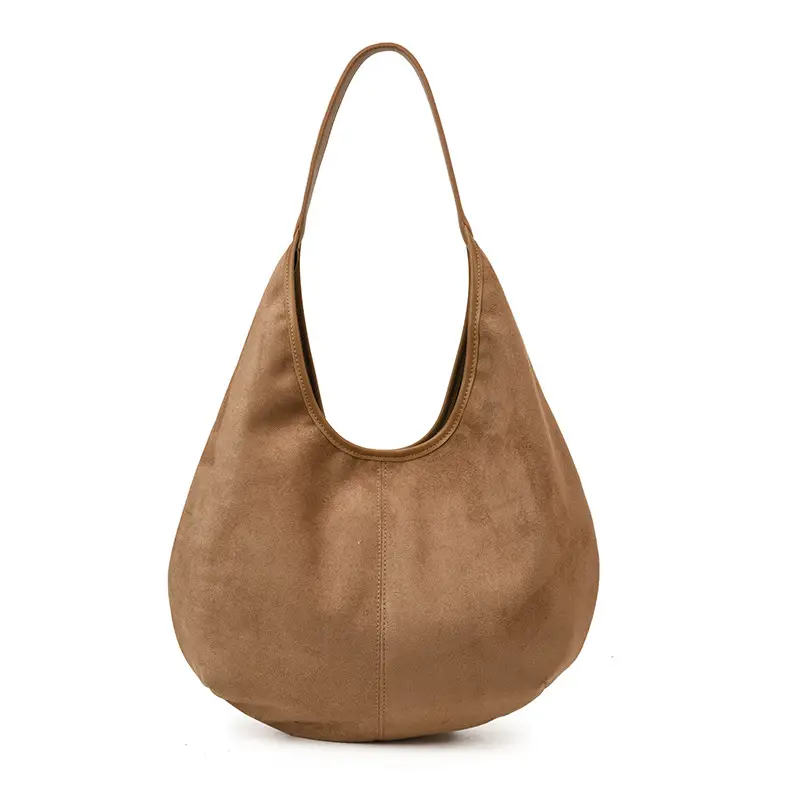 Women's Large Capacity Suede Tote Bag with Logo Print