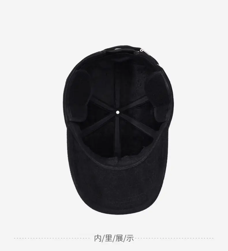 Men's Black Wool Cap with Duckbill Design Winter Use — feature 13