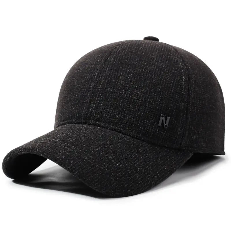 Men's Black Wool Cap with Duckbill Design Winter Use - Image 2