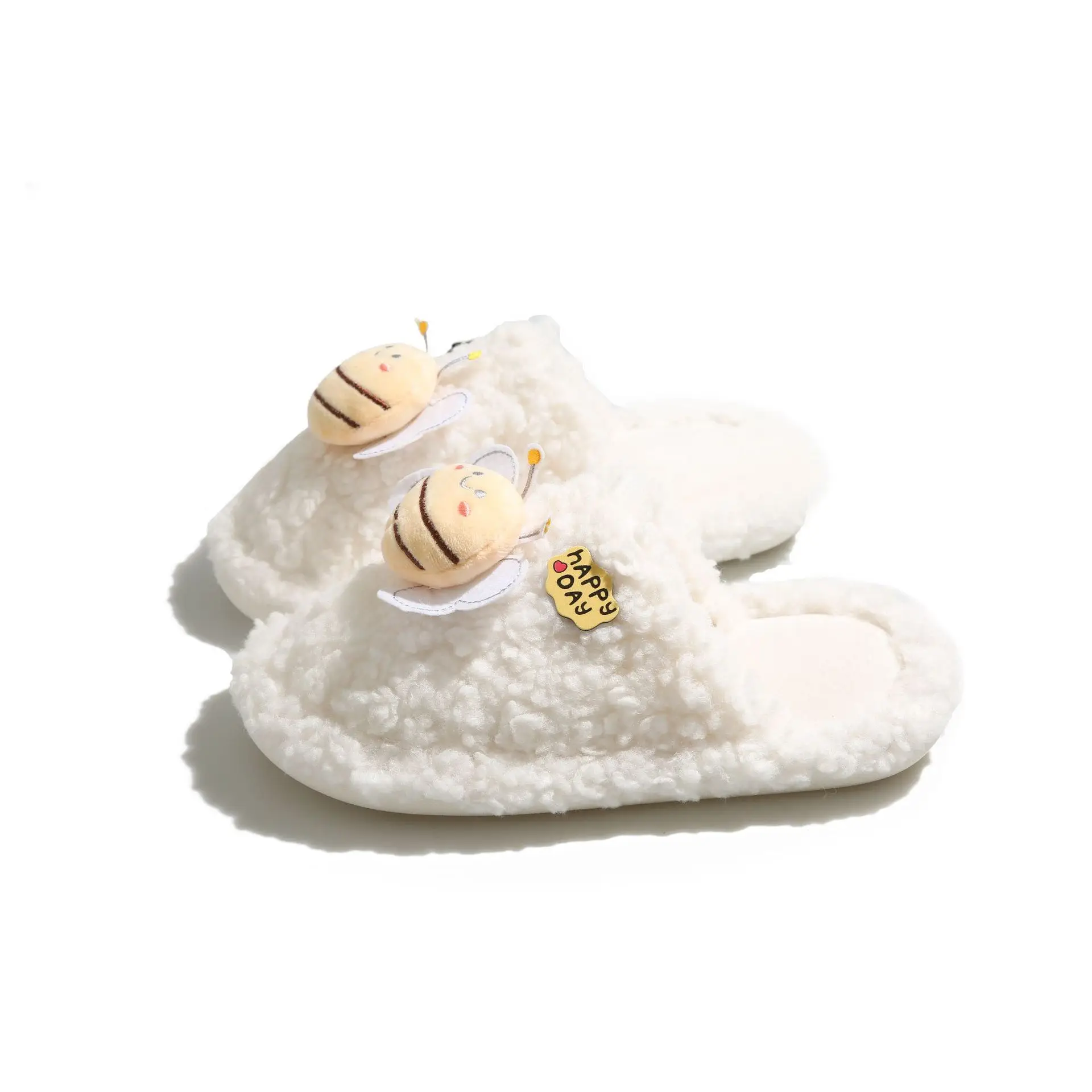 Winter Women's Furry Bee Slippers Soft Cotton Warm - Image 38