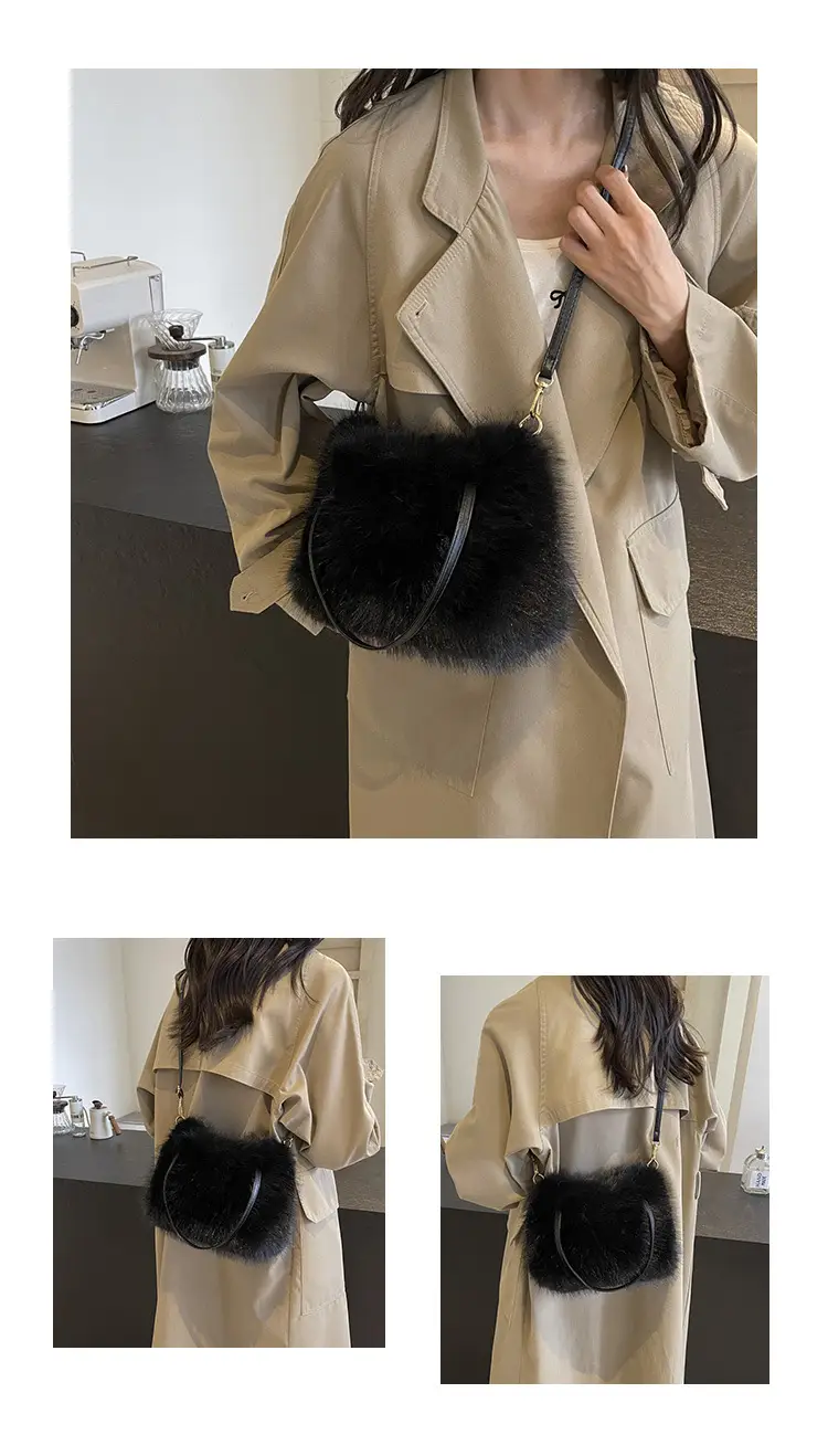Pink Faux Fur Satchel Bag for Women — feature 11