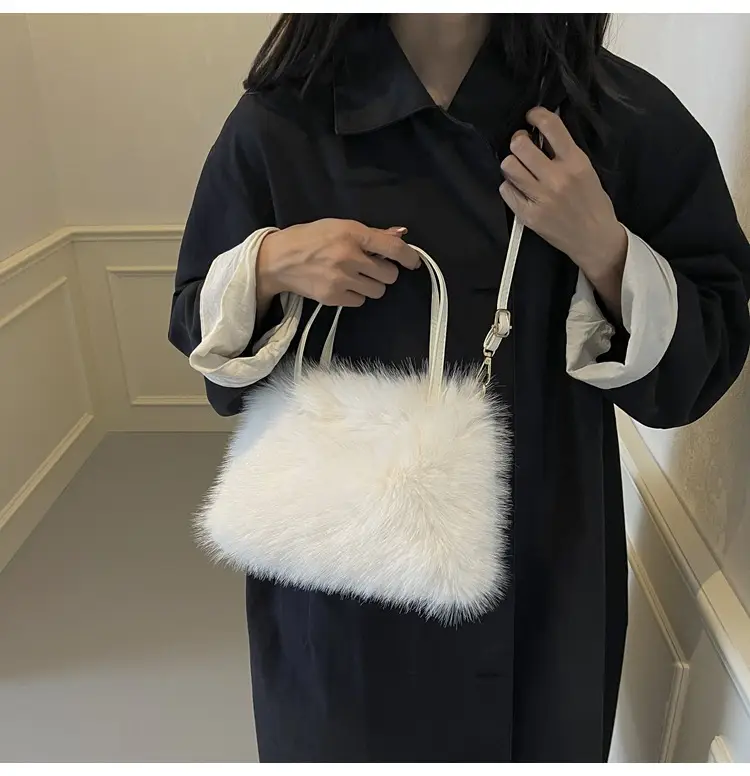 Pink Faux Fur Satchel Bag for Women — feature 15