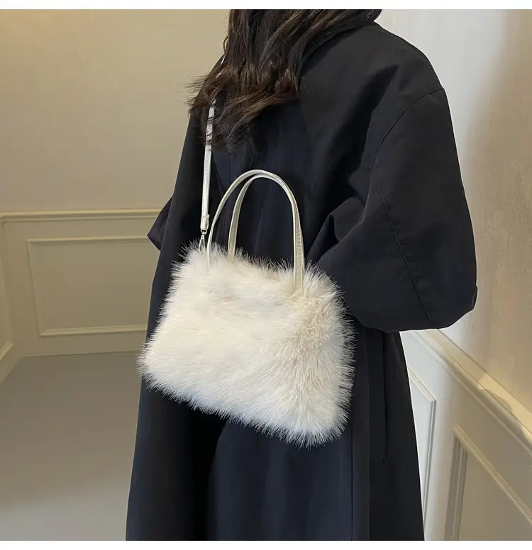 Pink Faux Fur Satchel Bag for Women — feature 16