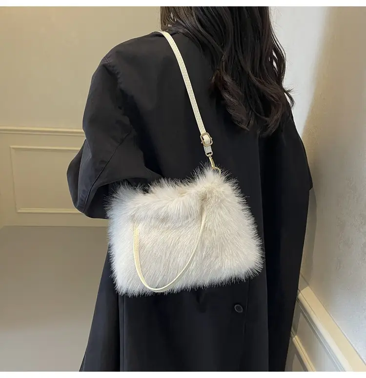 Pink Faux Fur Satchel Bag for Women — feature 18