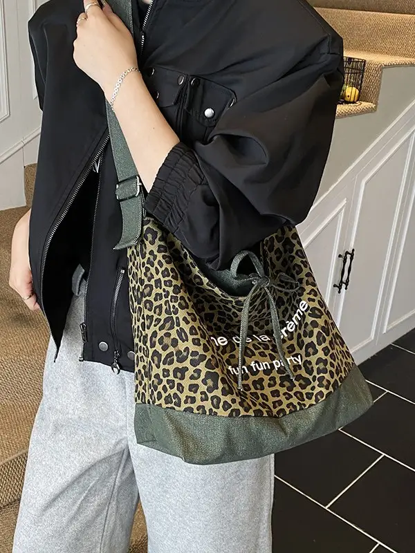 Leopard Print Denim Shoulder Crossbody Bag Large Capacity 2025 - Image 4