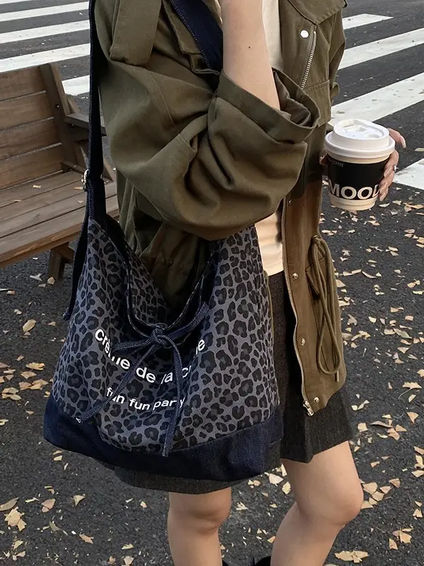 Leopard Print Denim Shoulder Crossbody Bag Large Capacity 2025 - Image 6