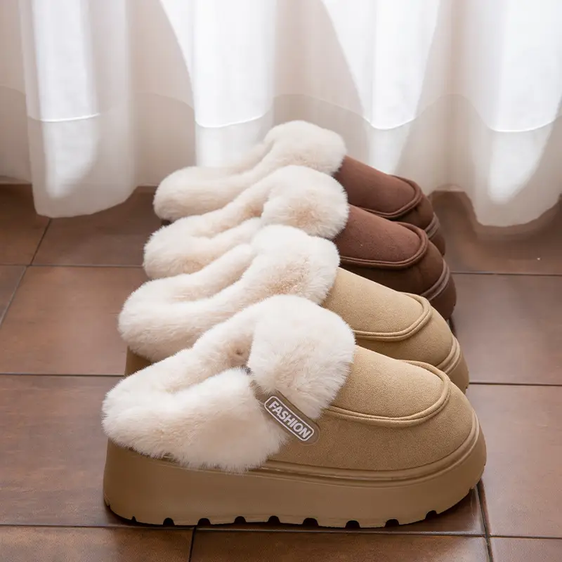 Winter Cotton Slippers, Winter Home Household Wool Slippers, Women's Outer Wear Non-Slip Cotton Slippers, Plush Cotton Shoes, Home Slippers - Image 4