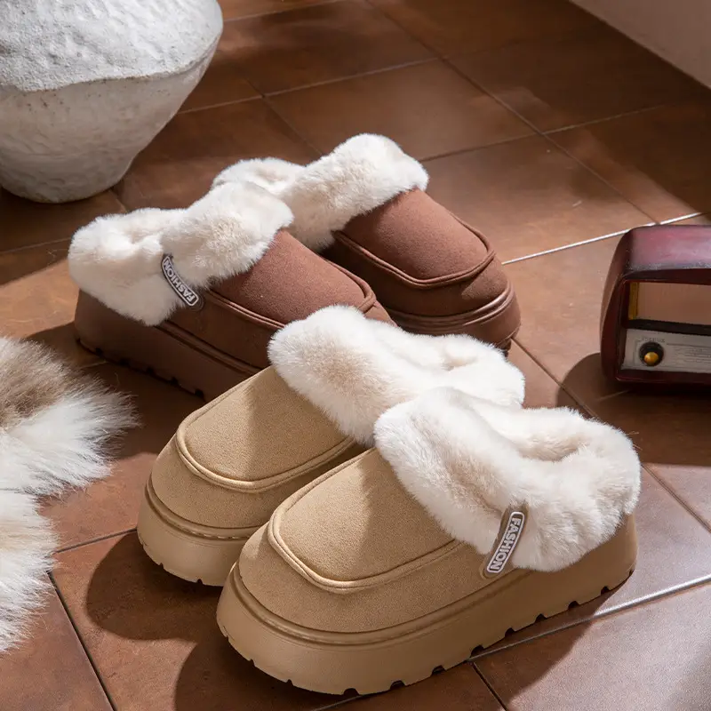 Winter Cotton Slippers, Winter Home Household Wool Slippers, Women's Outer Wear Non-Slip Cotton Slippers, Plush Cotton Shoes, Home Slippers - Image 5