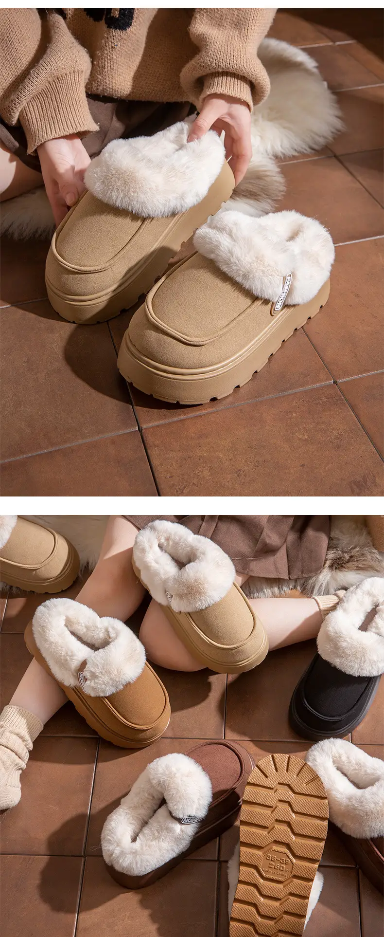 Winter Cotton Slippers, Winter Home Household Wool Slippers, Women's Outer Wear Non-Slip Cotton Slippers, Plush Cotton Shoes, Home Slippers — feature 10