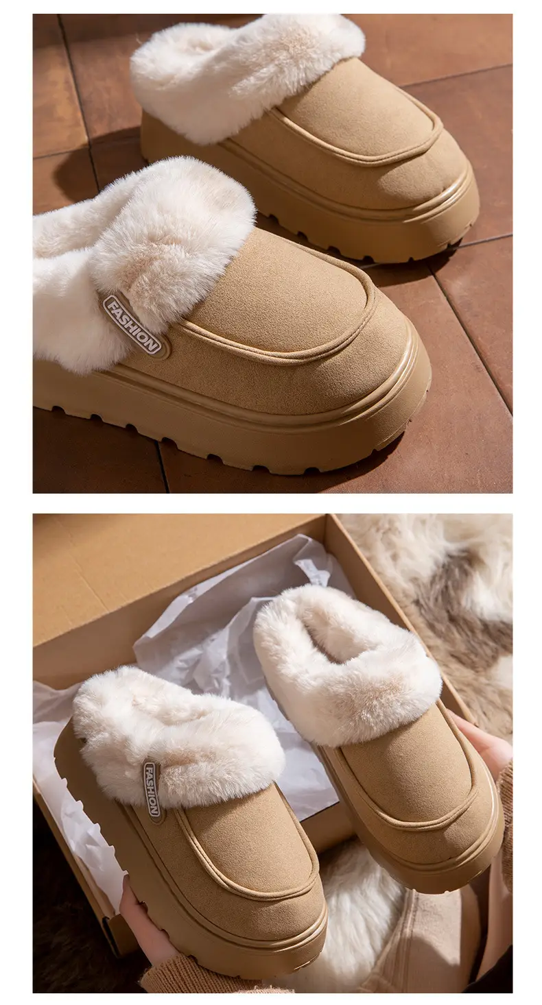 Winter Cotton Slippers, Winter Home Household Wool Slippers, Women's Outer Wear Non-Slip Cotton Slippers, Plush Cotton Shoes, Home Slippers — feature 9