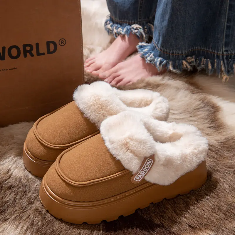 Winter Cotton Slippers, Winter Home Household Wool Slippers, Women's Outer Wear Non-Slip Cotton Slippers, Plush Cotton Shoes, Home Slippers - Image 2