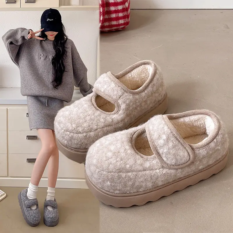 Qidan Shoe Factory Cotton Slippers for Women Autumn and Winter Korean Style New Indoor Home Thick-Soled Warm Plus Plush Slippers for Women - Image 6