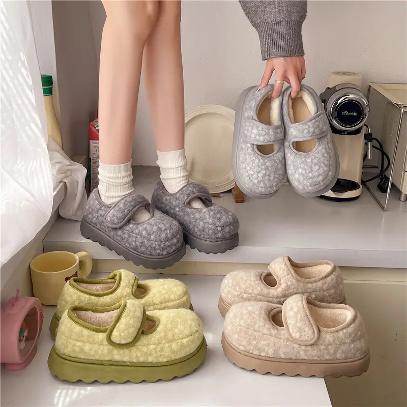 Qidan Shoe Factory Cotton Slippers for Women Autumn and Winter Korean Style New Indoor Home Thick-Soled Warm Plus Plush Slippers for Women - Image 8
