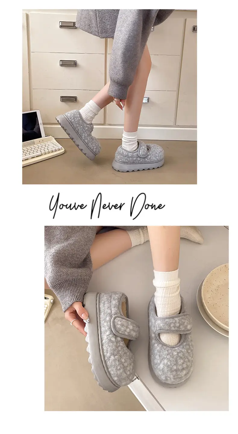 Qidan Shoe Factory Cotton Slippers for Women Autumn and Winter Korean Style New Indoor Home Thick-Soled Warm Plus Plush Slippers for Women — feature 13