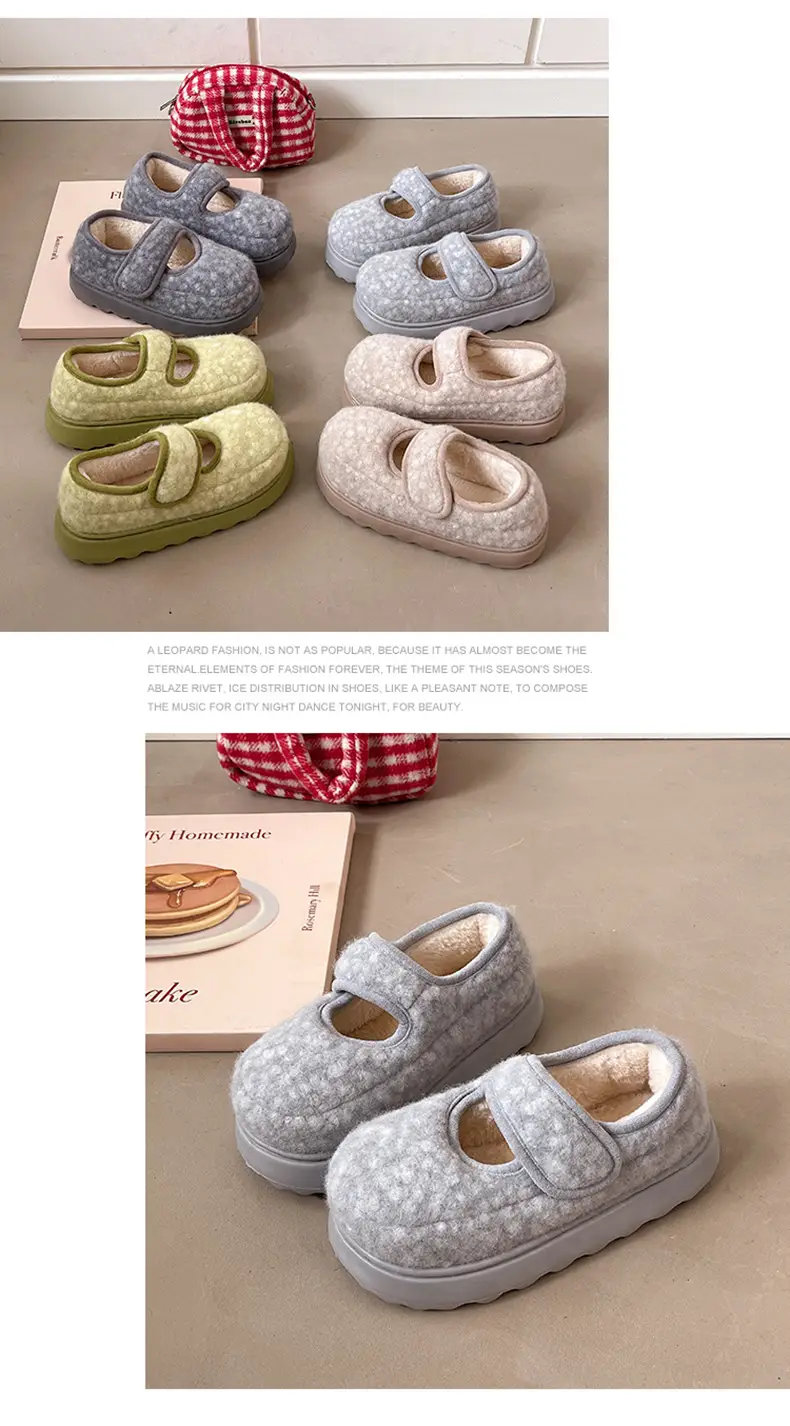 Qidan Shoe Factory Cotton Slippers for Women Autumn and Winter Korean Style New Indoor Home Thick-Soled Warm Plus Plush Slippers for Women — feature 14