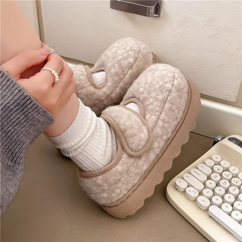 Qidan Shoe Factory Cotton Slippers for Women Autumn and Winter Korean Style New Indoor Home Thick-Soled Warm Plus Plush Slippers for Women - Image 3