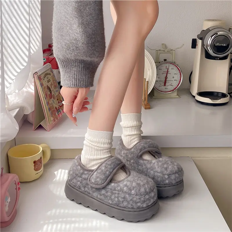 Qidan Shoe Factory Cotton Slippers for Women Autumn and Winter Korean Style New Indoor Home Thick-Soled Warm Plus Plush Slippers for Women - Image 4