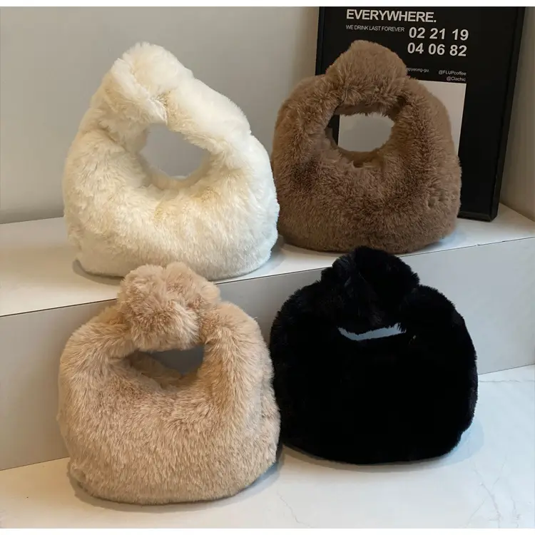 Women Winter Fleece Shoulder Bag Brown Soft Warm — feature 13