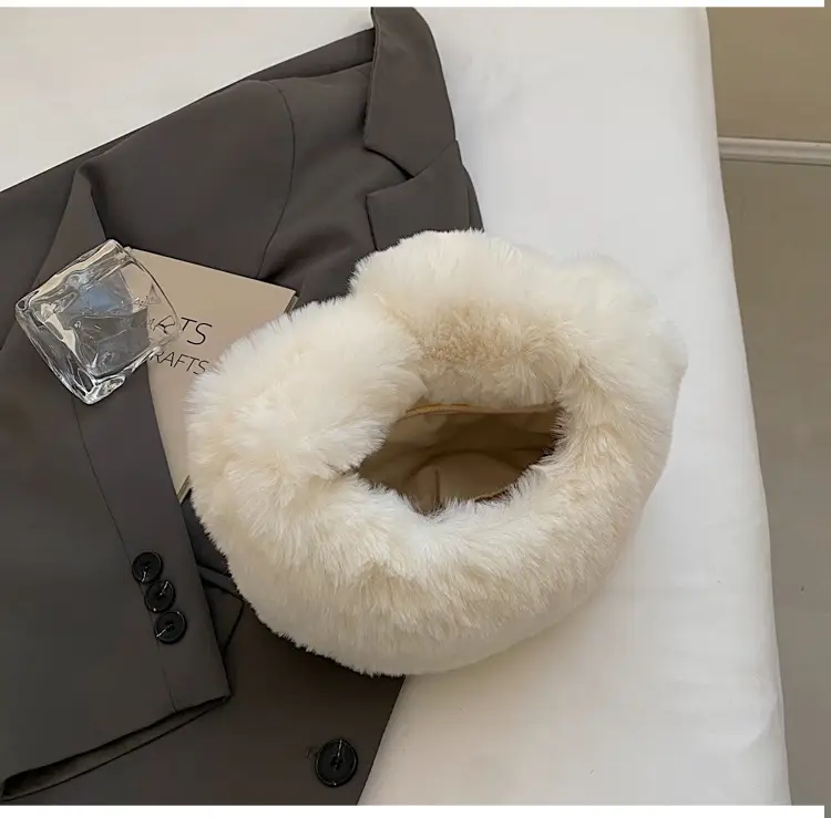 Women Winter Fleece Shoulder Bag Brown Soft Warm — feature 34