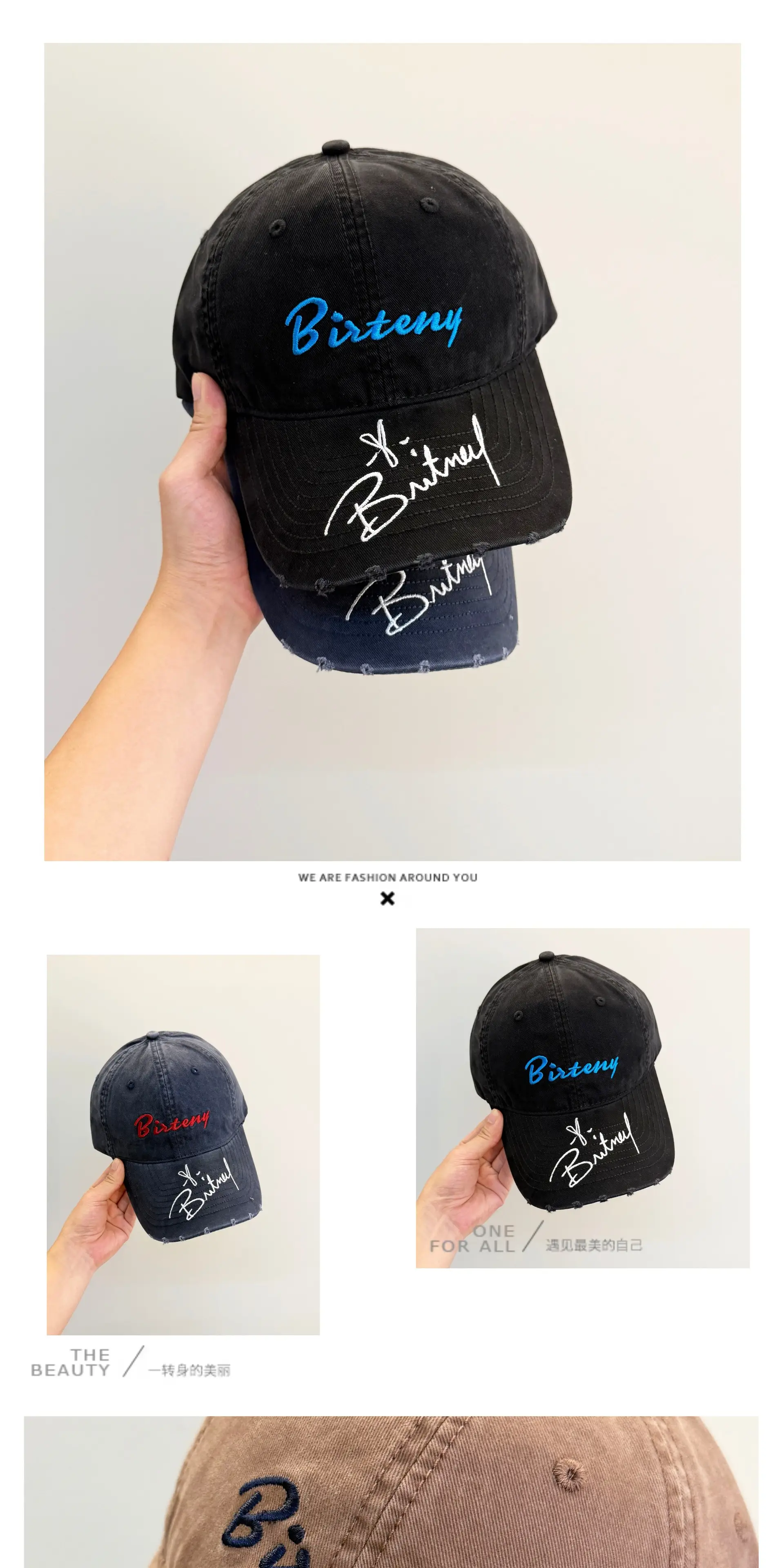 Men's Black Distressed Cap with "Bistry" Logo — feature 6
