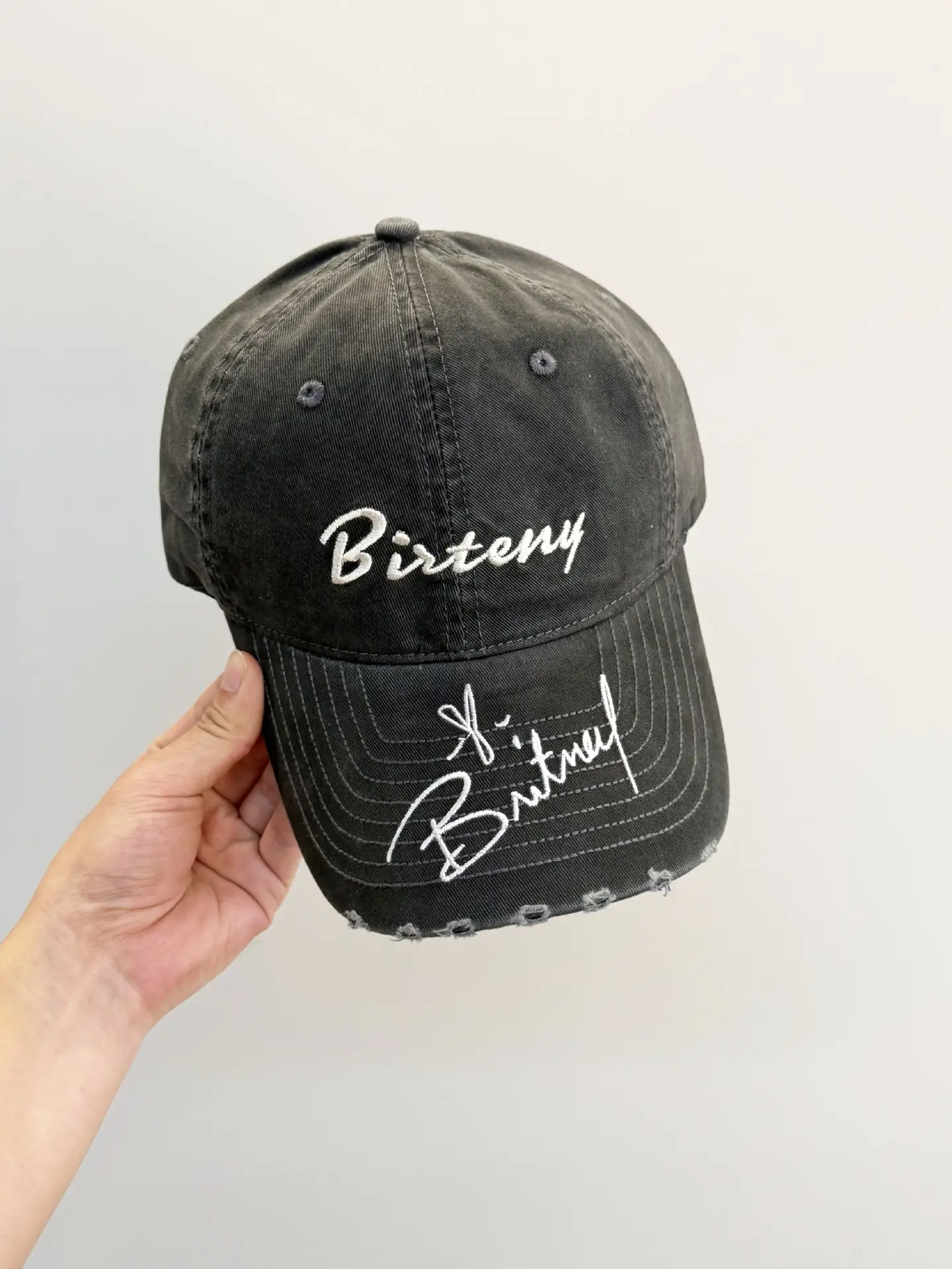 Men's Black Distressed Cap with "Bistry" Logo - Image 6