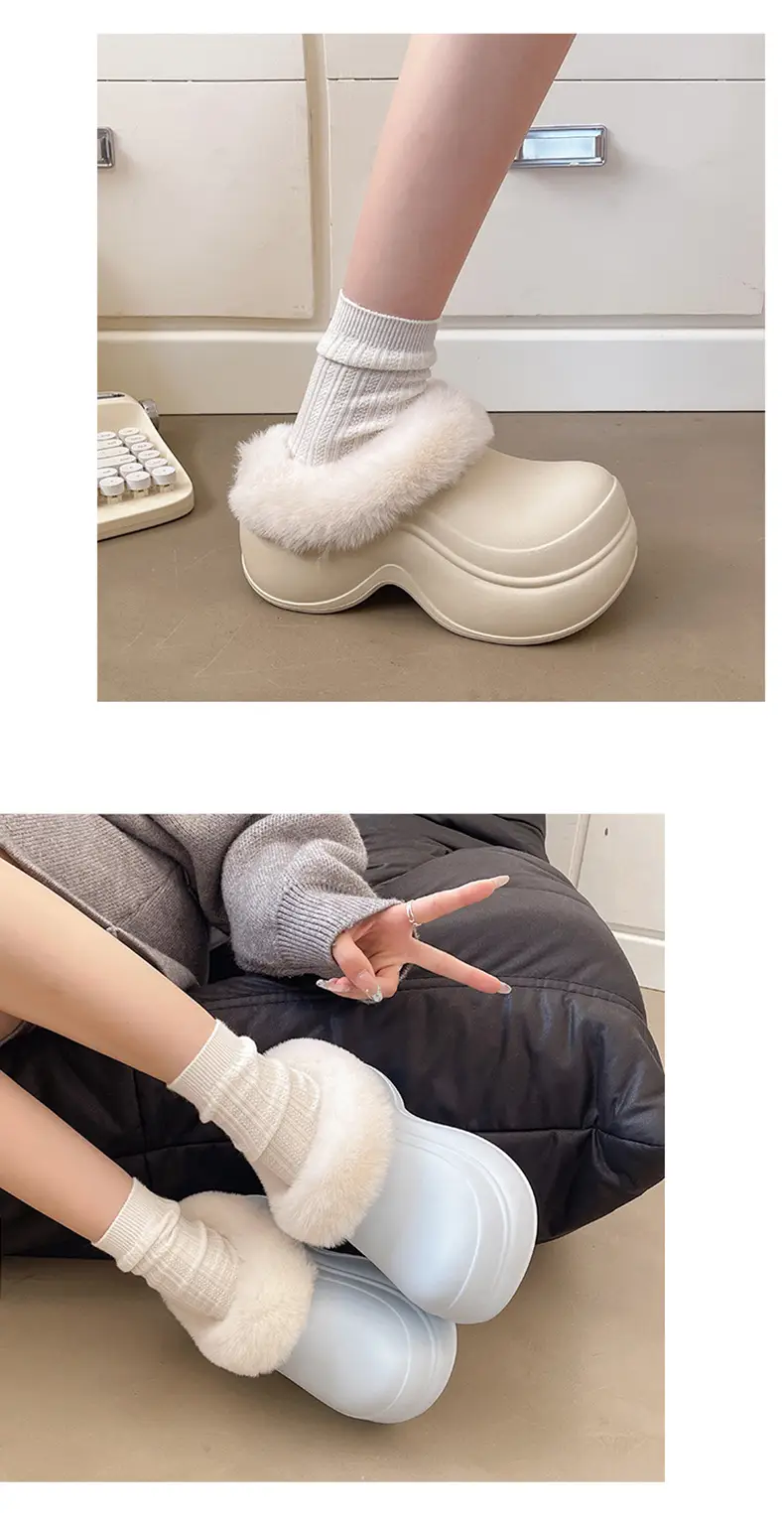 Qidan Shoe Factory Cotton Slippers for Women Autumn and Winter Home Indoor Thick-Soled Waterproof Anti-Slip Outer Wear Warm Furry Slippers — feature 10