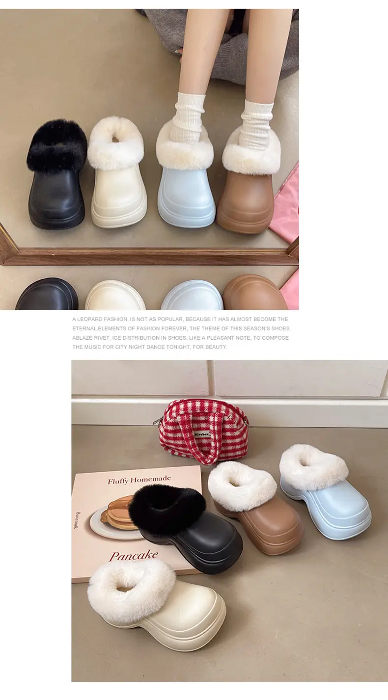 Qidan Shoe Factory Cotton Slippers for Women Autumn and Winter Home Indoor Thick-Soled Waterproof Anti-Slip Outer Wear Warm Furry Slippers — feature 14