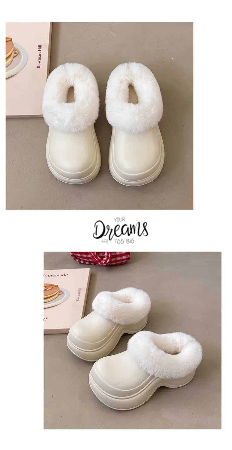 Qidan Shoe Factory Cotton Slippers for Women Autumn and Winter Home Indoor Thick-Soled Waterproof Anti-Slip Outer Wear Warm Furry Slippers — feature 18