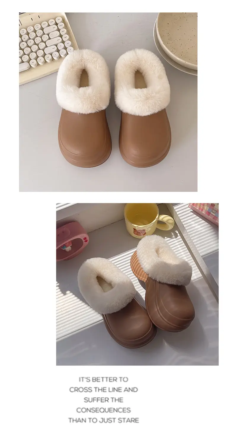Qidan Shoe Factory Cotton Slippers for Women Autumn and Winter Home Indoor Thick-Soled Waterproof Anti-Slip Outer Wear Warm Furry Slippers — feature 19